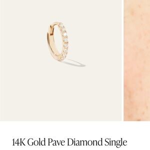 Pair of 14K Gold Pave Diamond Hoop Earrings